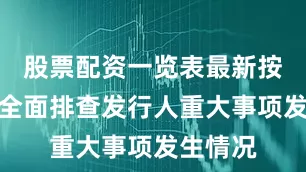 股票配资一览表最新按月定期全面排查发行人重大事项发生情况